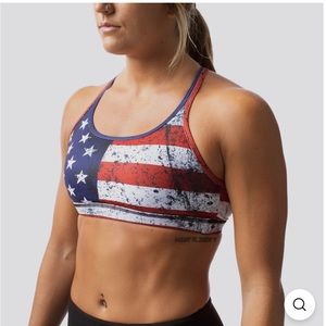 Women’s Warrior Born Primitive Red White & Blue Sports bra. Medium.